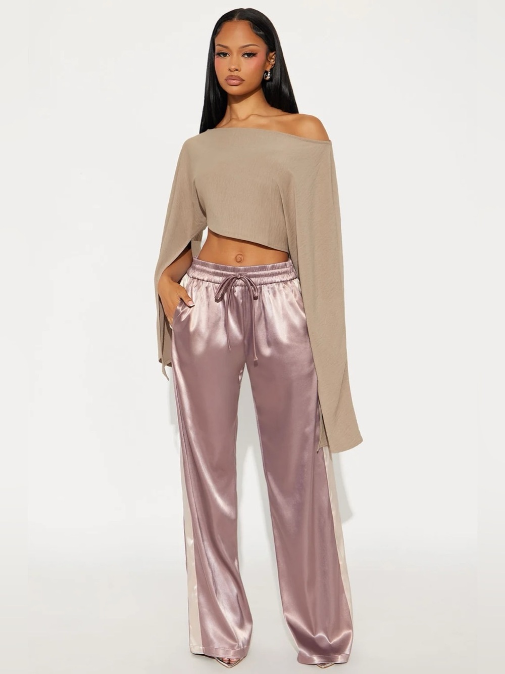 NEW! Fashion Nova 'Bossed Up' Satin Wide Leg Pant